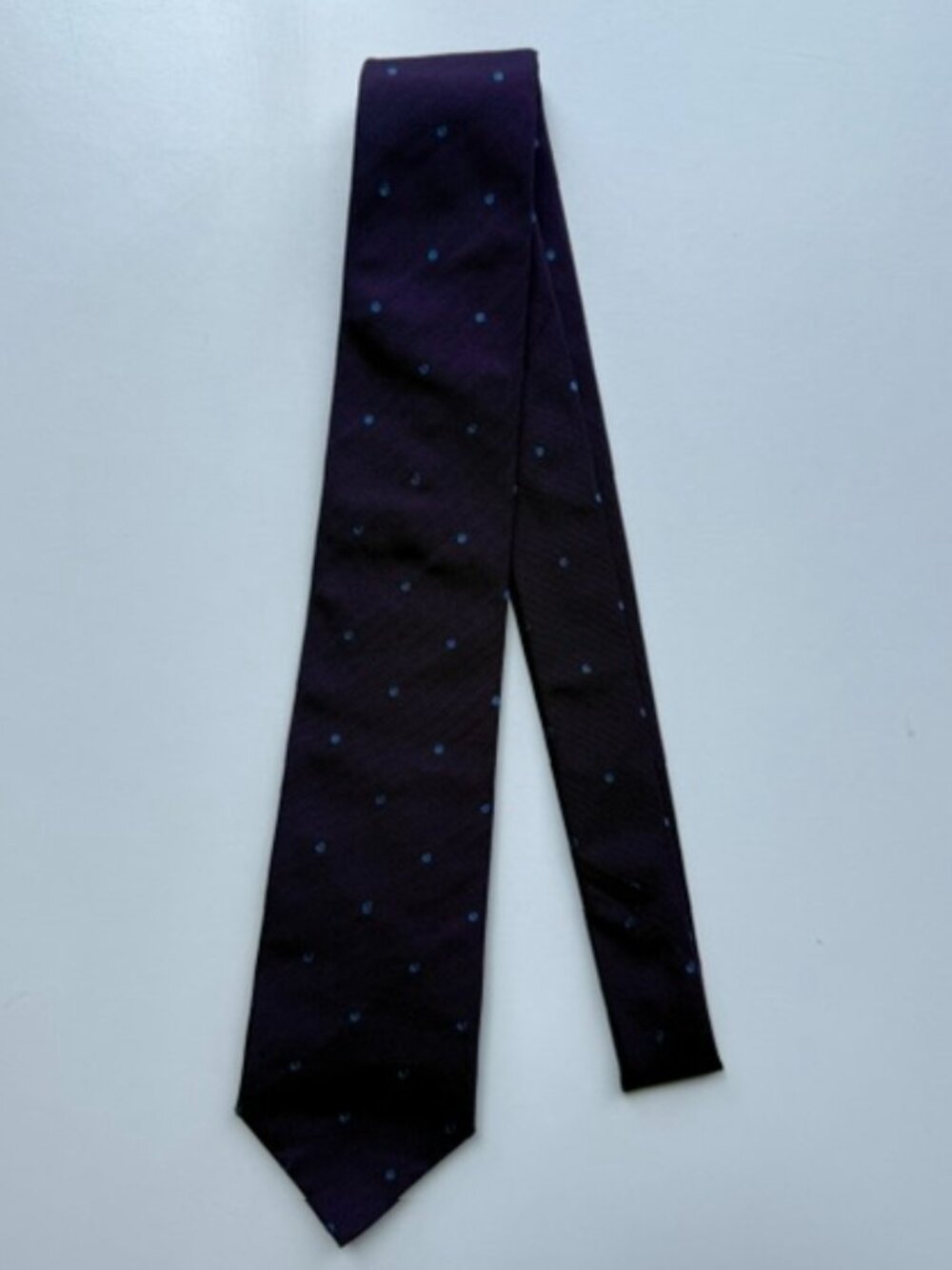Paul Smith Silk Neck Tie - Blue/Purple w/ Light Blue Polka Dots - 3" wide (8cm)